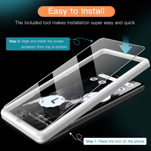 Miniatura 4 de JETech Protector de pantalla para Google Pixel 7, película de vidrio templado con herramienta de fácil instalación, compatible con huellas