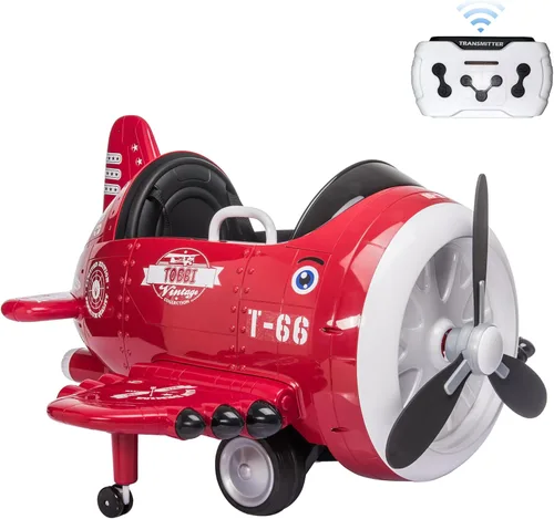 Avión de paseo con control remoto TOBBI - Auto infantil con batería, auto para niños pequeños de 12V para conducir, autos eléctricos de paseo para