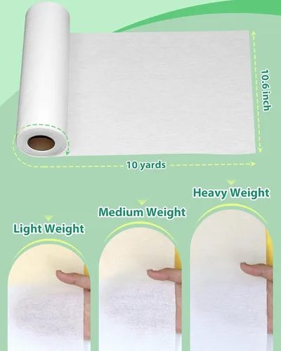 Miniatura 2 de PLANTIONAL Entretela Fusible de Algodón Tejido Termoadhesiva: 10.6 pulgadas X 10 yardas Blanco Peso Medio 100% Algodón Entretela de Una Cara
