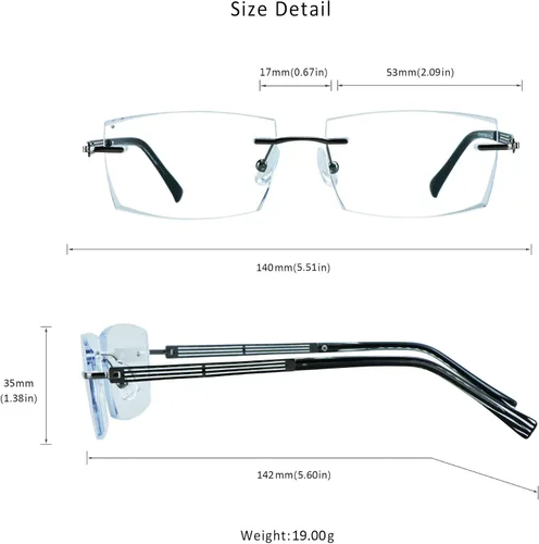Miniatura 3 de LifeArt Gafas de lectura con bloqueo de luz azul, anti rayos azules, reducen la fatiga ocular, marco sin montura con diamante elegante