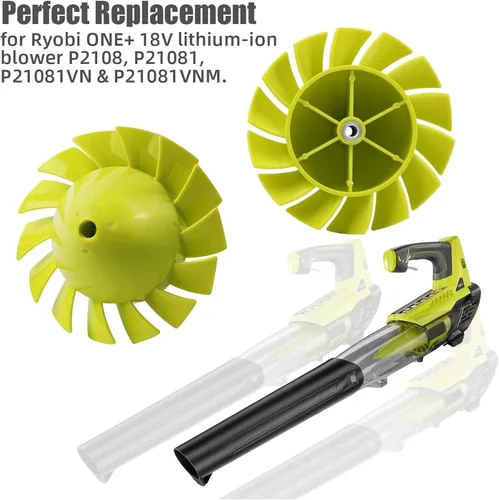 Miniatura 3 de Paquete de 2 ventiladores Alocs de repuesto para Ryobi - 18V One+ P2108 y P21081 soplador de hojas inalámbrico, parte # 529437004 reemplaza