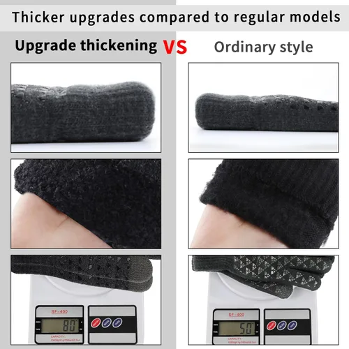 Miniatura 26 de Achiou Guantes de invierno para hombres y mujeres, guantes para pantalla táctil, gel de silicona antideslizante grueso mejorado, forro térmico