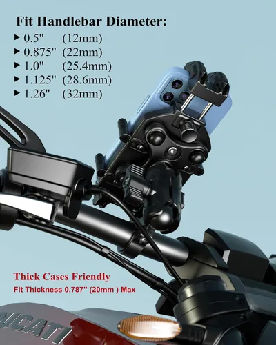 Miniatura 7 de BRCOVAN Soporte Antirrobo para Teléfono de Motocicleta con Amortiguador de Vibraciones y Bloqueo Seguro de Alta Velocidad, Soporte de Teléfono