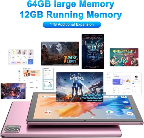 Miniatura 19 de ATOZEE Tablet de 10 pulgadas Android 15 Tablets 2 en 1 Tablet con teclado 12 GB RAM+64 GB ROM (soporta expansión de 1 TB) Tableta 2MP+8MP Cámara Azul