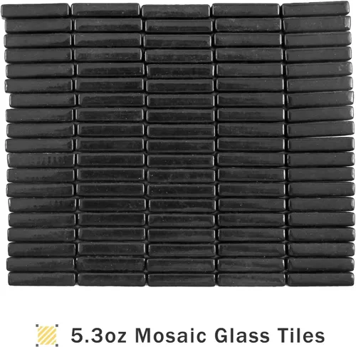 Miniatura 7 de Youway Style Azulejos de Mosaico de Vidrio para Manualidades a Granel, 150g Tiras Negras de Mosaico de Vidrio, Kit de Manualidades de Mosaico