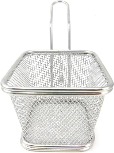 Miniatura 4 de Mini cesta de papas fritas de acero inoxidable, cestas cuadradas para freidoras, herramienta de cocina de grado FDA, vajilla de presentación