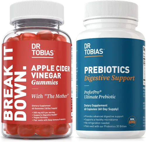 Dr. Tobias Gomitas y prebióticos de vinagre de sidra de manzana, apoya la digestión, los antojos y un intestino saludable, vegano, sin OMG