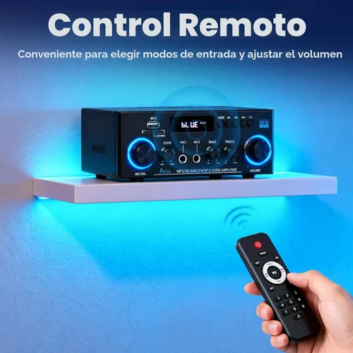 Miniatura 6 de Romicta AK50 Amplificador de audio estéreo, 400 W, sistema de amplificador de potencia Bluetooth 5.0 de 2 canales, amplificador de potencia