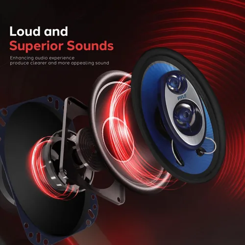 Miniatura 3 de Pyle 4' x 6' Sistema de altavoces de sonido de tres vías - Audio fuerte triaxial de rango medio profesional 240 vatios por par con impedancia de 4