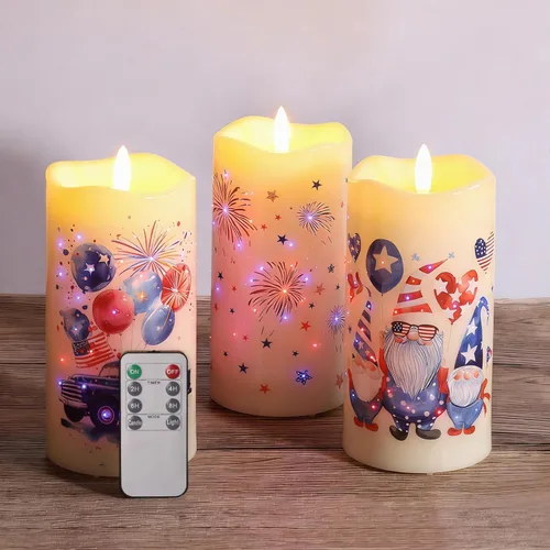 Miniatura 10 de Eywamage Velas de pilar de fibra óptica sin llama con control remoto, juego de 3, velas LED de resorte floral de mariposa, funciona