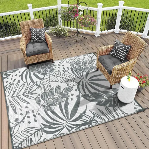 Miniatura 3 de Anidaroel Alfombras de exterior de 6 x 9 pies para patios, impermeables, reversibles, de plástico tropical, alfombra de campamento, alfombra grande