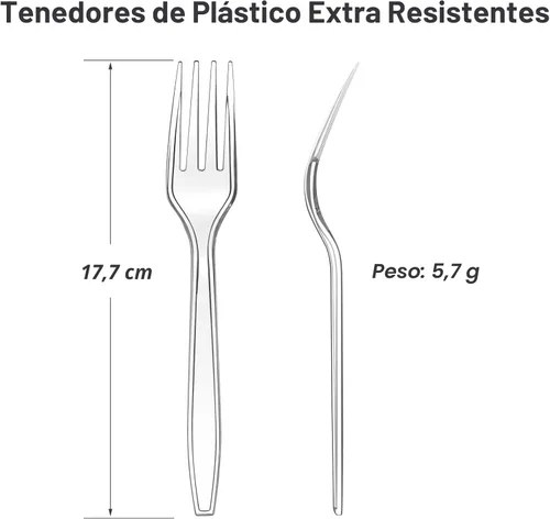 Miniatura 2 de Dealusy 360 tenedores de plástico transparente extra resistentes, desechables, sin BPA, resistentes al calor, tenedores desechables sólidos