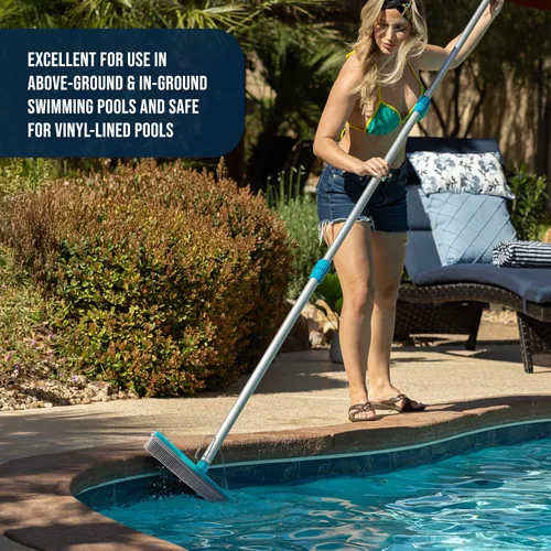 Miniatura 5 de U.S. Pool Supply Cepillo de piscina de 13 pulgadas con cerdas de goma y borde de escobilla – Seguro para revestimientos de vinilo, ideal