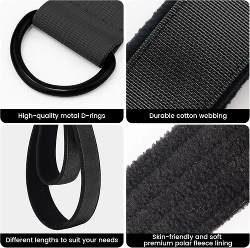 Miniatura 3 de 2 correas cómodas de doble bucle para Pilates de grosor mejorado, correa de anillo en D para gimnasio en casa y accesorios de entrenamiento de yoga
