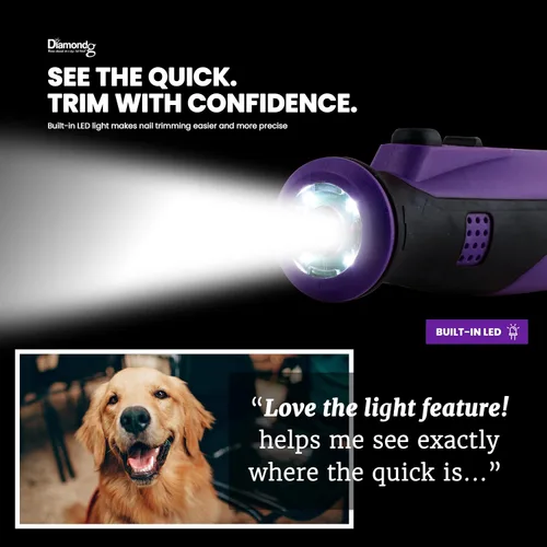 Miniatura 6 de Diamondg Molinillo de uñas inalámbrico para perros con sonido silencioso y punta LED para perros grandes y pequeños, 4 horas de duración - Cortaúñas