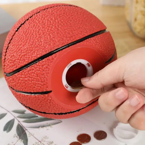 Miniatura 4 de H&W Alcancía de baloncesto para niños, banco de monedas con temática de baloncesto inastillable, tamaño grande, regalo para niños (tamaño L)