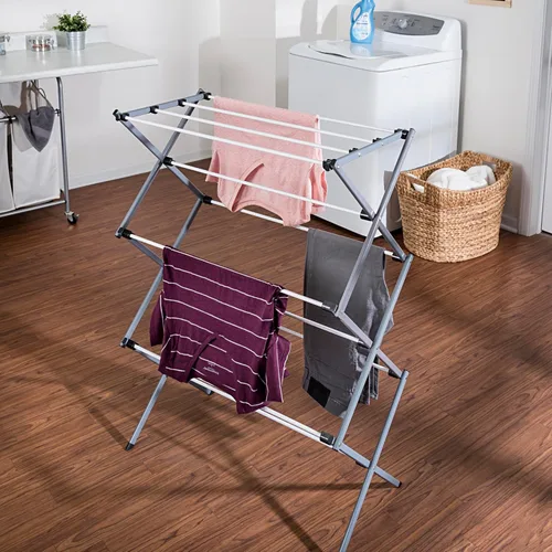 Miniatura 2 de Honey-Can-Do Estante de secado de ropa plegable de metal, 50 libras, 29 x 14.2 x 42.1 pulgadas, blanco y gris