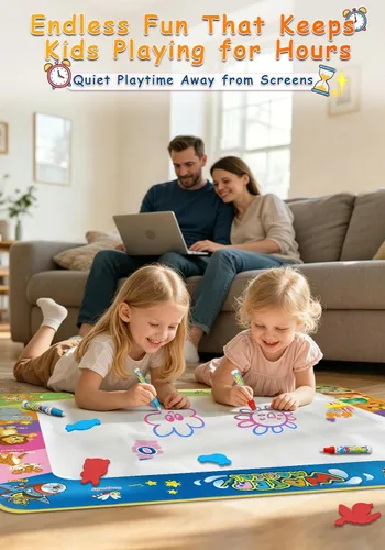 Miniatura 2 de Juguete para niños pequeños Wedopro: tapete de garabatos de agua de 40 x 30 pulgadas, sin desorden, para colorear y dibujar, con secado instantáneo