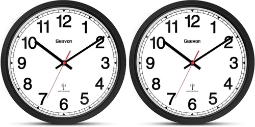 Miniatura 9 de Geevon Reloj de pared atómico de 16 pulgadas, reloj analógico autoajustable con sincronización automática de tiempo, funciona