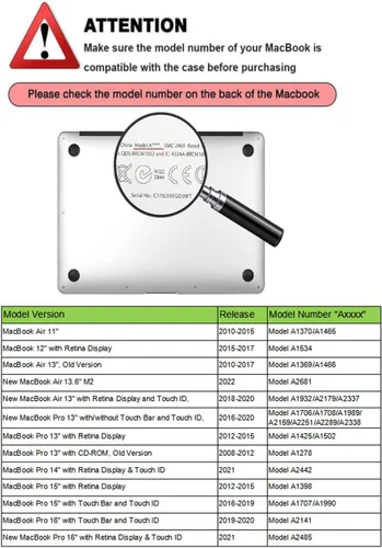 Miniatura 2 de Funda rígida para laptop compatible con MacBook Air de 11 pulgadas 2015 2014 2013 2012 2011 2010 versión modelo A1370 A1465, carcasa rígida
