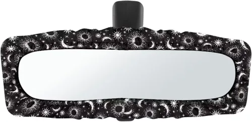 Miniatura 27 de Funda para espejo retrovisor de automóvil con estampado de vaca negro, protector de espejo retrovisor automático elástico