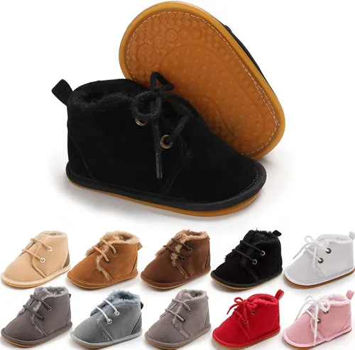 Meckior Botar para aprender a caminar unisex, para niños y niñas, recién nacidos, terciopelo, suela de goma, zapatos antideslizantes
