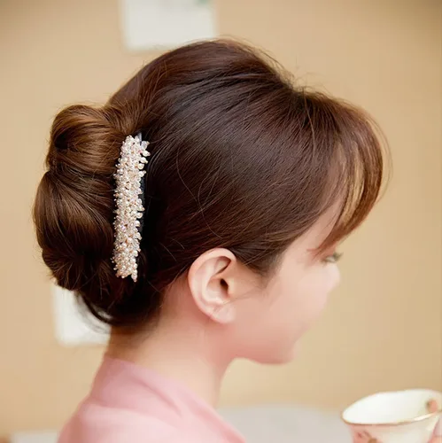 Miniatura 4 de Peine lateral de perlas para mujer, peines de pelo con diamantes de imitación, 7 dientes, accesorios de cristal vintage, accesorios para tocados