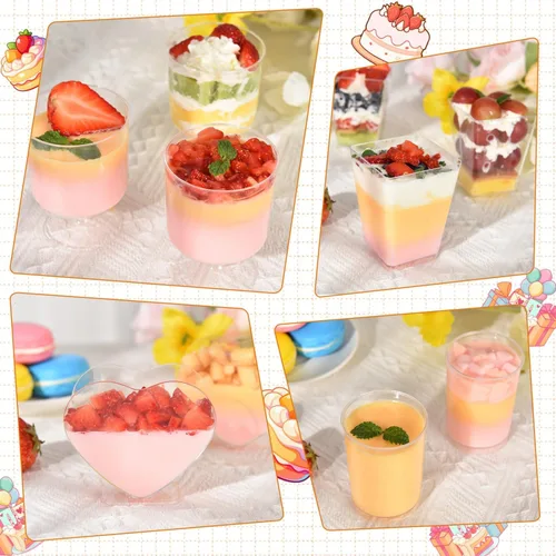 Miniatura 4 de 100 Pack Plastic Dessert Cups with Spoons, 5 oz Clear Small Mini Dessert Cups with Spoons, Dessert Shooter Cups for Party, Plastic Parfait Cup