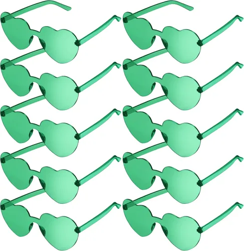 TOODOO 10 pares de lentes de sol en forma de corazón, lentes de sol de color caramelo sin montura para mujeres y niñas