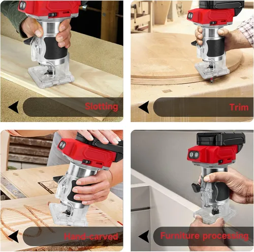 Miniatura 7 de Enrutador compacto inalámbrico para batería Milwaukee de 18 V, enrutador recortador sin escobillas de 800 W con 5 velocidades variables, 30000 RPM