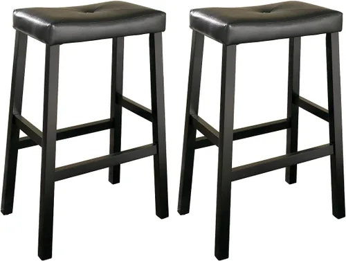 Miniatura 9 de Crosley Furniture Juego de 2 taburetes de bar tapizados con altura de mostrador, color negro, 24 pulgadas