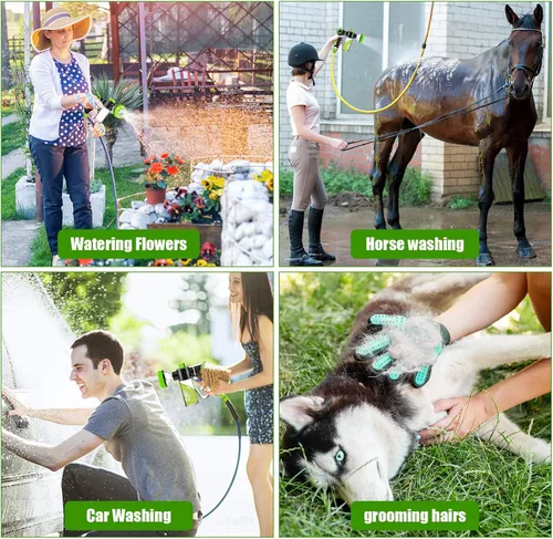 Miniatura 6 de Accesorio de manguera de lavado para perros mejorado, boquilla de manguera de jardín con modo rociador 8 en 1 con guante para aseo de mascotas