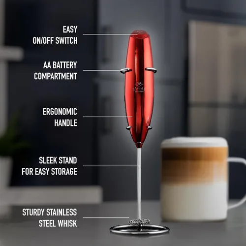 Miniatura 272 de Zulay Milk Boss Espumador de leche potente manual, hace espuma para latte, batidor para mezclar bebidas, café, miniespumador para capuchino, frappé
