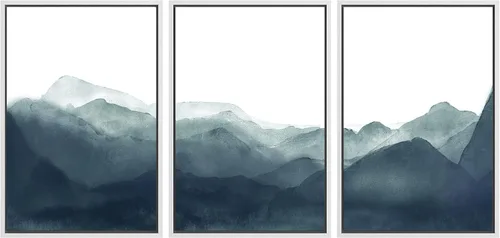 Miniatura 78 de SIGNWIN Lienzo enmarcado para pared, juego de arte tranquilo con reflejo de lago, acuarela, montaña y agua, ilustraciones modernas, arte abstracto