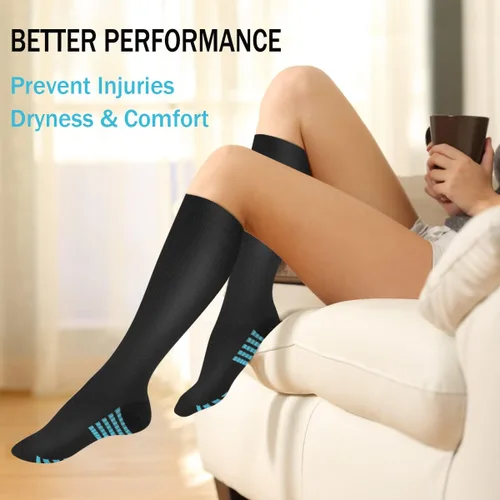 Miniatura 49 de SunFeeling - Calcetines de compresión para mujeres y hombres, 6 pares, brinda soporte a enfermeras, al correr, practicar atletismo y deportes