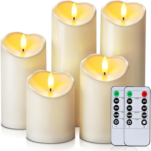 Miniatura 19 de Homemory Velas sin llama impermeables para exteriores de 4 x 12 pulgadas con temporizadores y control remoto, velas que funcionan con pilas, velas