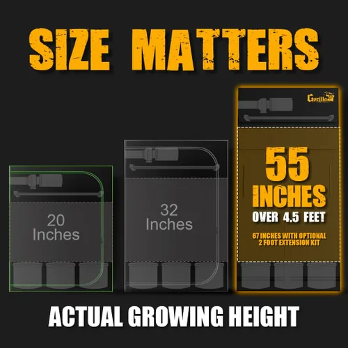 Miniatura 4 de Gorilla Grow Tienda Pro 5' x 5' x 6'11 a 7'11 con Kit de Extensión Incluido - La Tienda de Cultivo Interior Premium Más Alta, Lona Gorilla Más