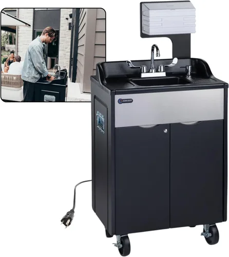 Ozark River Titan PRO 1 Fregadero portátil para exteriores con agua caliente, autónomo | No plumbing hot water, fully assembled, plugs into 110V