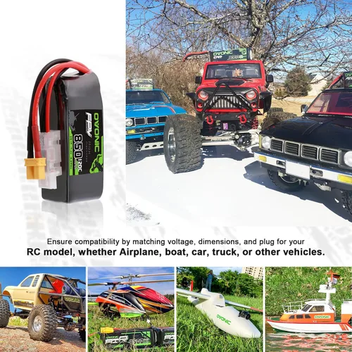 Miniatura 5 de OVONIC Batería Lipo 2S 850mAh 7.4V 120C Batería con enchufe XT30 para RC Car Truck RC Vehículos RC Barco Drone RC Avión Quadcopter Helicóptero FPV