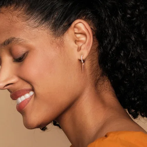 Miniatura 2 de PAVOI Aretes colgantes de plata de ley S925 chapados en oro de 14 quilates para mujer, diseño de estrella, cerradura, mariposa, luna, relámpago