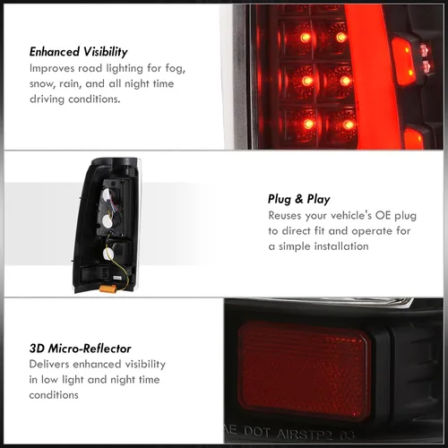 Miniatura 5 de AJP Distributors Juego de luces traseras de tubo LED, luces de freno, conjunto de par de actualizaciones compatibles/reemplazo para Silverado Sierra