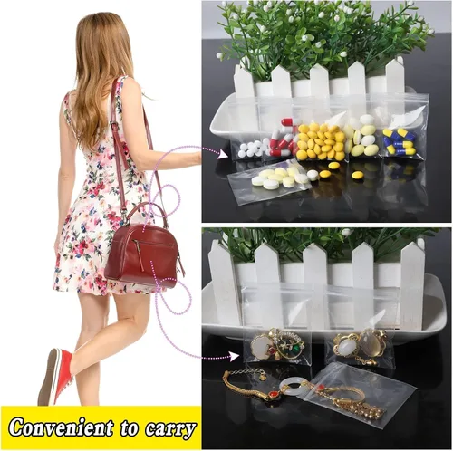 Miniatura 6 de Mini bolsas de plástico, 1000 unidades de 1.5 x 1.5 pulgadas, bolsas de almacenamiento reutilizables transparentes con cremallera para joyas