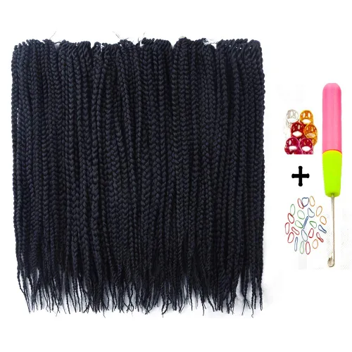 Miniatura 3 de 6 paquetes/lote (14/18/24/30) pulgadas, 0.4 in, 20 hebras por paquete, 3 extensiones de cabello trenzado de ganchillo finas, diámetro 3X