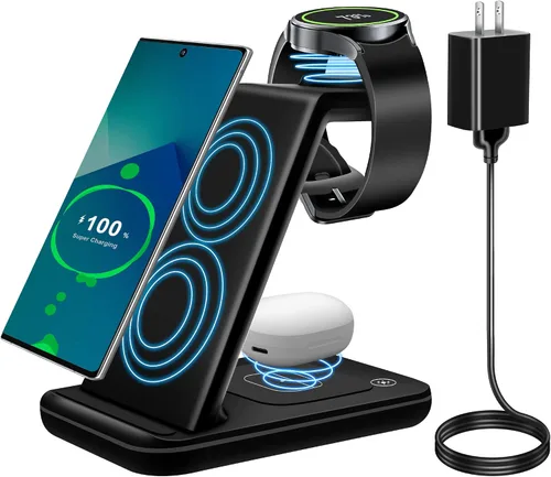 Cargador inalámbrico para Samsung, estación de carga rápida 3 en 1 para Samsung Galaxy S23/S22/S21/S20/S10/Note 20/10, soporte de carga inalámbrico