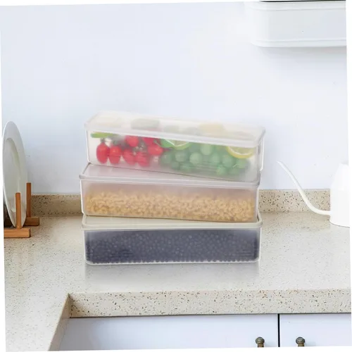 Miniatura 6 de 3 Pcs Transparent Fridge Organizers Food Storage Containers for Fruit Vegetable Bread Cheese Stackable PP Plastic Produce Saver Boxes with Airtight