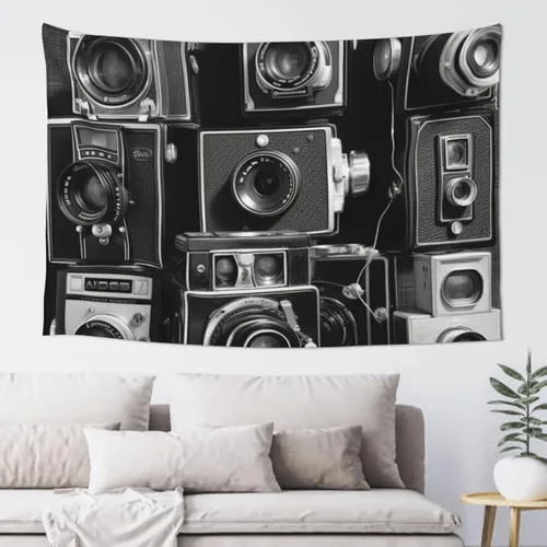 FodPand Tapiz retro de la colección de cámaras geniales para decoración de dormitorio, telón de fondo de fiesta, tapiz estético para colgar en la