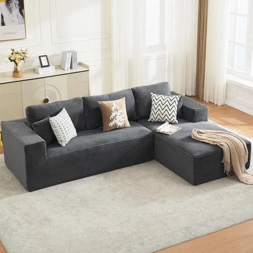 Sofá modular Cloud de 106 pulgadas con diván en forma de L, moderno sofá modular sin hueso con asiento profundo, sofás tapizados para sala de estar