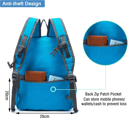 Miniatura 5 de YZAOLL Mochila pequeña de senderismo de 20 litros, mochila ligera para el día, mochila plegable para mujeres y hombres, viajes, camping, vacaciones