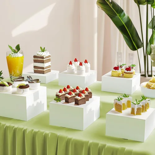 Miniatura 2 de 6 Piezas Elevadores de Buffet, Elevadores de Alimentos para Mesa de Buffet, Elevadores de Exhibición de Cubos Acrílicos con Parte Inferior Hueca