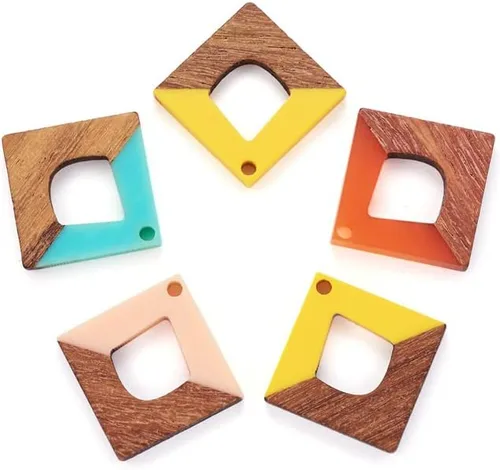 Miniatura 21 de Mega Pet Colgante de resina y madera de nogal para hacer joyas de bricolaje